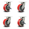 Service Caster 8 Inch Heavy Duty Red Poly on Cast Iron Caster Swivel Lock 2 Brakes SCC, 2PK SCC-KP92S830-PUR-RS-BSL-2-SLB-2